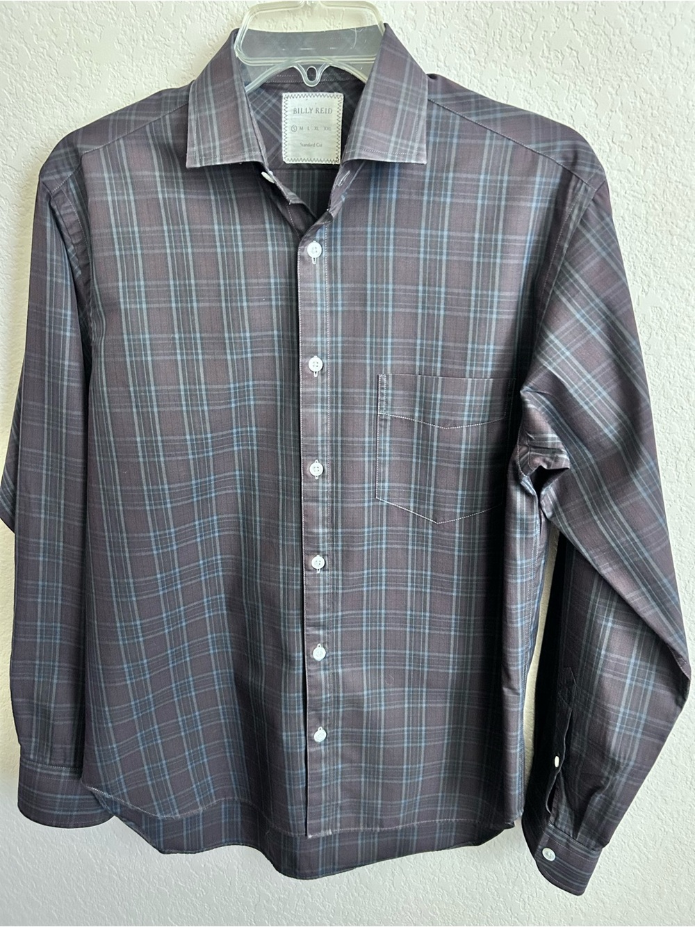 Billy Reid Standard Cut Plaid Long Sleeve Button Down Shirt